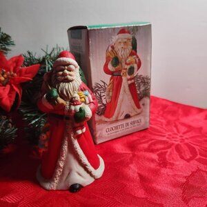 Porcelain Santa Clause Dinner Bell Christmas Holiday 4 1/4" Seasonal Decor
